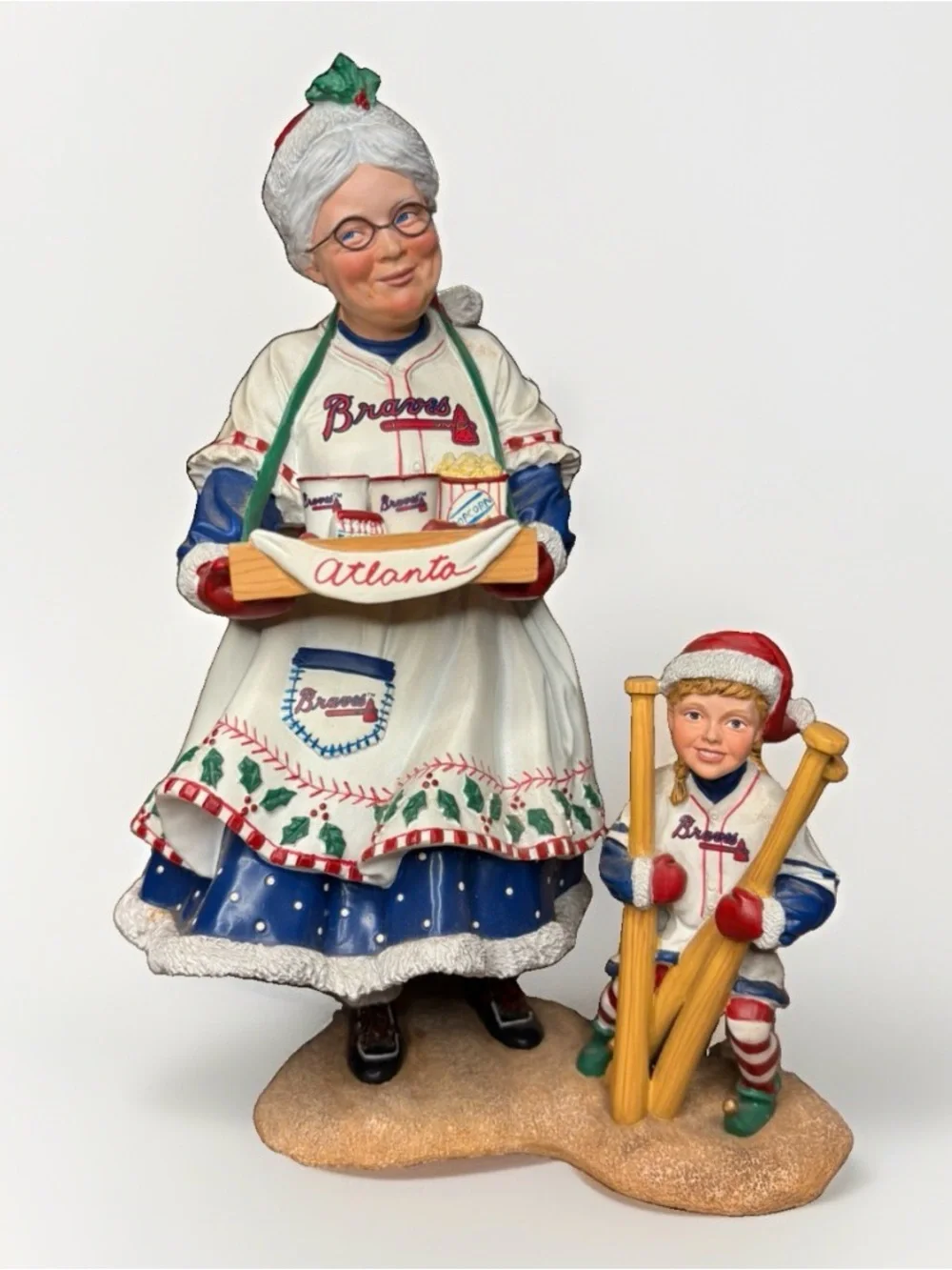 Danbury Mint MBI/MLBP 2001 Atlanta Braves Mrs. Claus Figurine With Box